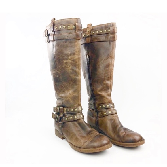 Born Shoes - Born Gwynne Distressed Leather Riding Boots 7/38